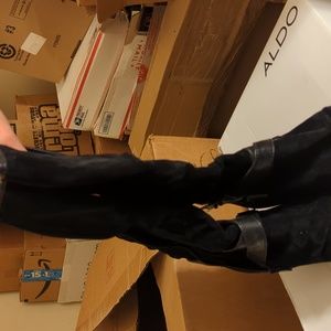 Women's boot size 8 black suede hidden wedge 3 inch heel Aldo